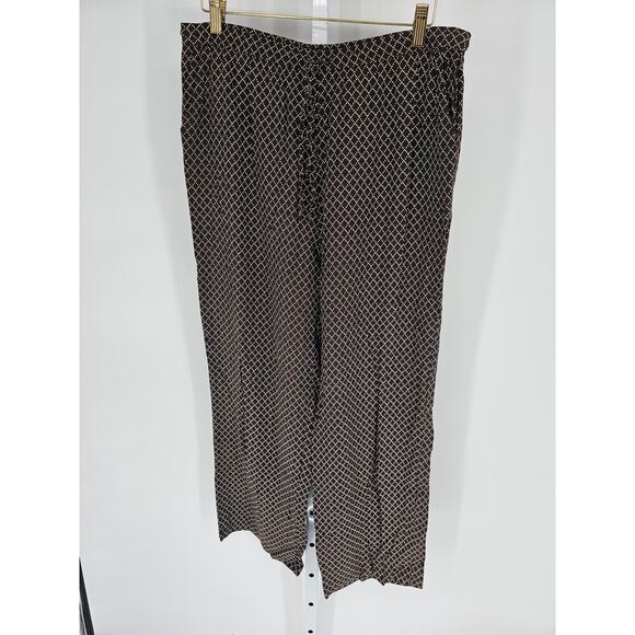 Style&Co Petite Brown Geometric Rayon Pleated Wide Leg Trouser Size M - Picture 1 of 4